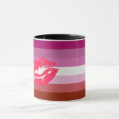 Mug Drapeau de fierté lesbienne au rouge à lèvres (Centre)