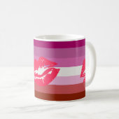 Mug Drapeau de fierté lesbienne au rouge à lèvres (Devant droit)