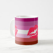 Mug Drapeau de fierté lesbienne au rouge à lèvres (Devant gauche)