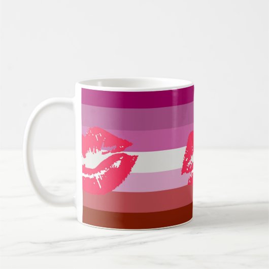 Mug Drapeau de fierté lesbienne au rouge à lèvres (Gauche)
