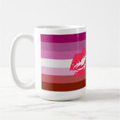 Mug Drapeau de fierté lesbienne au rouge à lèvres et l (Gauche)