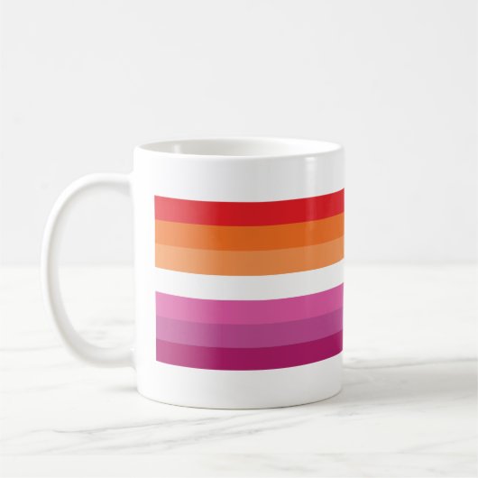 Mug Drapeau de fierté lesbienne (Coucher de soleil) (Gauche)