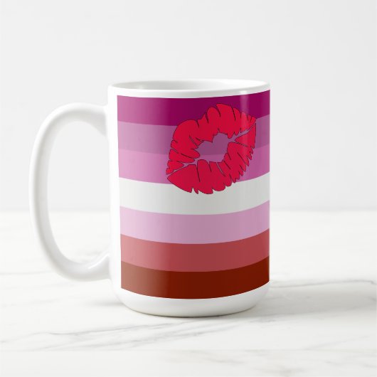 Mug Drapeau de fierté lesbienne lipstick SlipperyJoe f (Gauche)