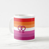 Mug Drapeau de fierté lesbienne WLW (Coucher de soleil (Devant gauche)