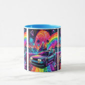 Mug Drapeau de fierté Vaporwave Synthwave Delorean (Centre)