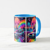 Mug Drapeau de fierté Vaporwave Synthwave Delorean (Devant droit)