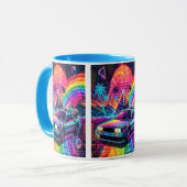 Mug Drapeau de fierté Vaporwave Synthwave Delorean (Devant gauche)