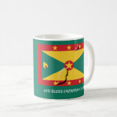 Mug DRAPEAU DE GRENADA | Écriture | VERT Patriotique (Devant droit)