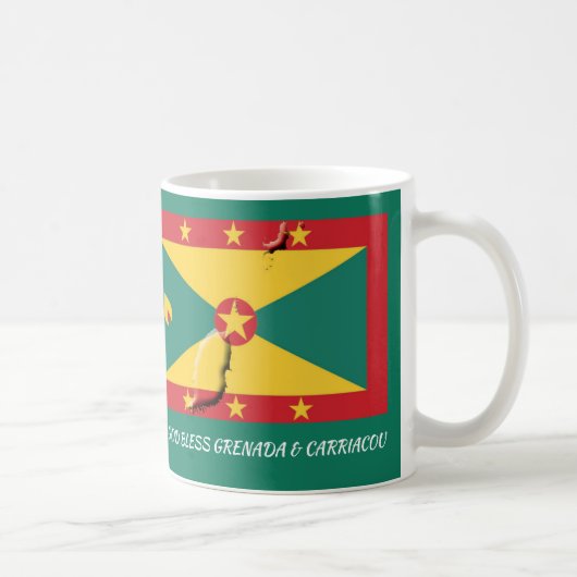 Mug DRAPEAU DE GRENADA | Écriture | VERT Patriotique (Droite)