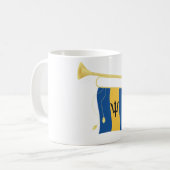 Mug Drapeau de la Barbade avec Bugle Patriotique Caraï (Devant gauche)