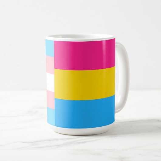 Mug Drapeau de la fierté transgenre pansexuelle double (Devant droit)