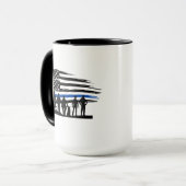 Mug Drapeau de la fine ligne bleue Police (Devant gauche)