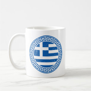 Mug Drapeau De La Grèce Avec Design De Motif Clé Grec