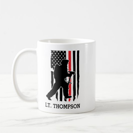 Mug Drapeau de la ligne rouge pompier Personnalisé (Gauche)