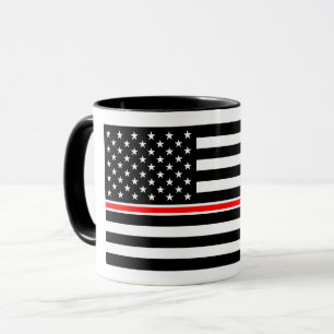 Mug Drapeau de la mince ligne rouge : Mémorial des hér