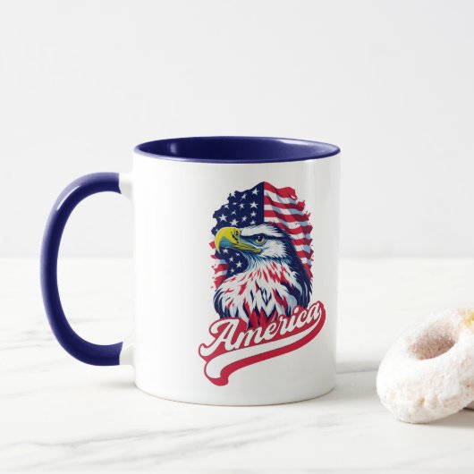 Mug Drapeau de l'aigle américain (Avec donut)