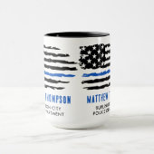 Mug Drapeau de ligne bleue mince Officier de police pe (Centre)