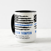 Mug Drapeau de ligne bleue mince Officier de police pe (Devant gauche)