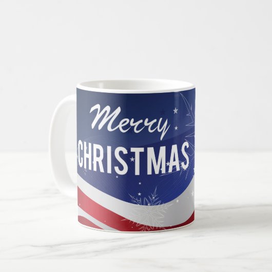 Mug Drapeau de Noël Patriotique Joyeux Avec Des Snowfl (Devant gauche)