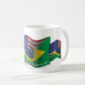 Mug Drapeau de ondulation Brésilien-Américain (Devant droit)