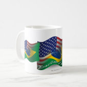 Mug Drapeau de ondulation Brésilien-Américain (Devant gauche)
