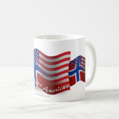 Mug Drapeau de ondulation Norvégien-Américain (Devant droit)