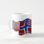 Mug Drapeau de ondulation Norvégien-Américain (Devant gauche)