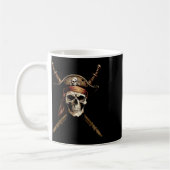 Mug Drapeau de pirate capitaine de navigation Crâne Os (Gauche)