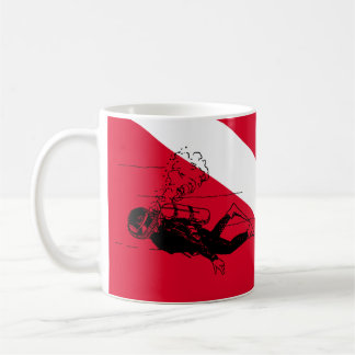 Mug Drapeau de plongée avec illustration de plongeur r