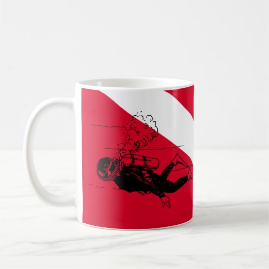 Mug Drapeau de plongée avec illustration de plongeur r (Gauche)