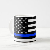 Mug Drapeau de police de la ligne bleue mince (Devant gauche)