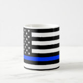 Mug Drapeau de police de la ligne bleue mince (Centre)