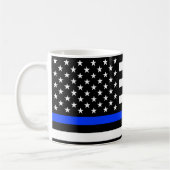Mug Drapeau de police de la ligne bleue mince (Gauche)