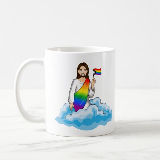 Mug Drapeau de progrès Jésus arc-en-ciel (Gauche)