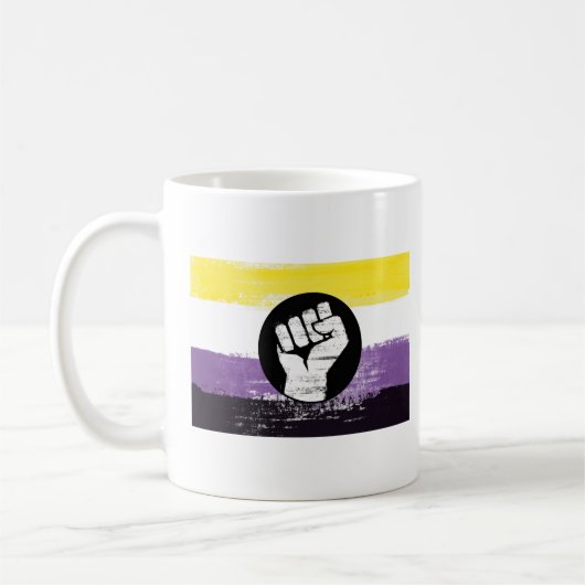 Mug Drapeau de protestation peint non binaire (Gauche)