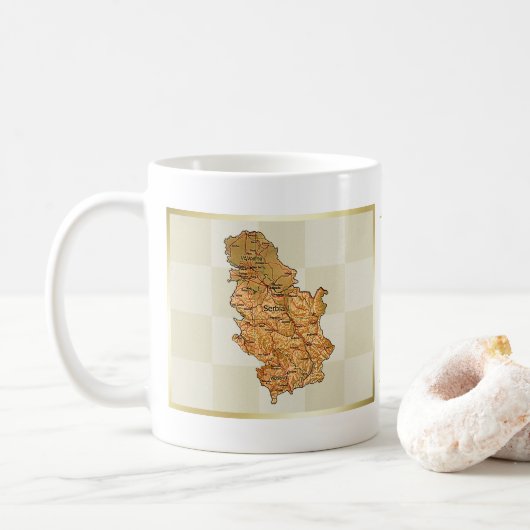 Mug Drapeau de Serbie + Musique de la carte (Avec donut)