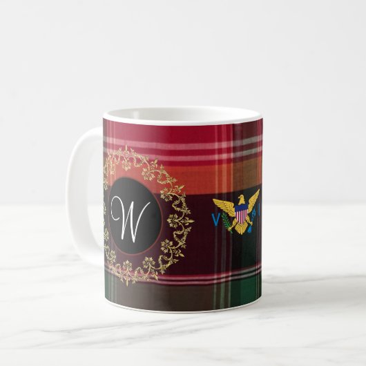 Mug Drapeau des îles Vierges américaines Madras Motif  (Devant gauche)