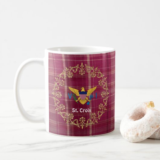 Mug Drapeau des îles Vierges Saint-Croix-Madras Plaid (Avec donut)