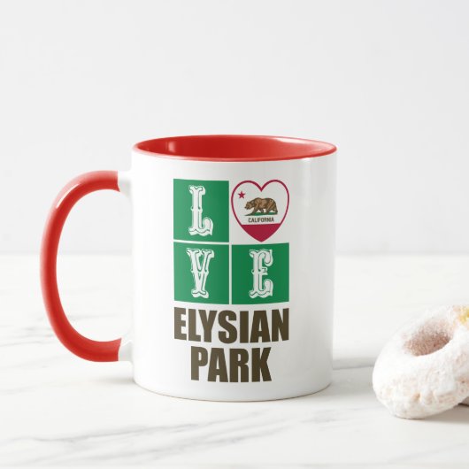 Mug Drapeau d'État de Californie Coeur Elysian Park (Avec donut)