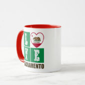 Mug Drapeau d'État de Californie Coeur Sacramento (Devant gauche)