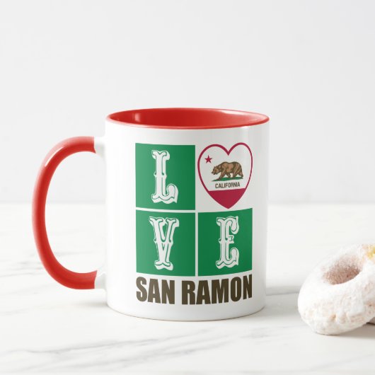 Mug Drapeau d'État de Californie Coeur San Ramon (Avec donut)