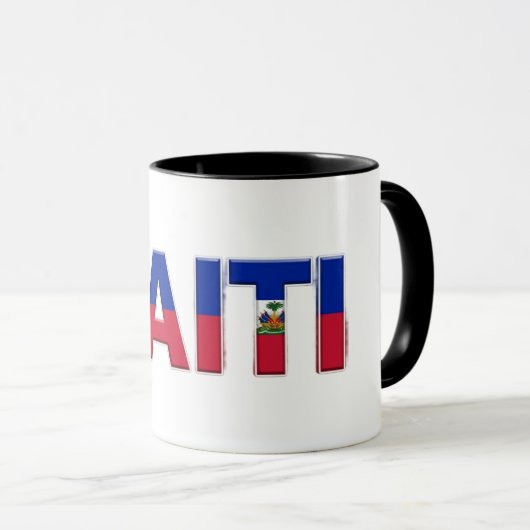 Mug Drapeau d'Haïti Texte | Création de fierté caribée (Devant droit)