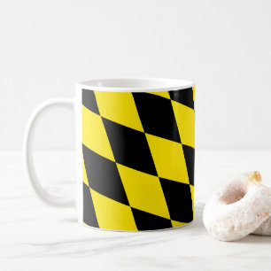 Mug Drapeau diamant de Bavière noire et jaune Motif