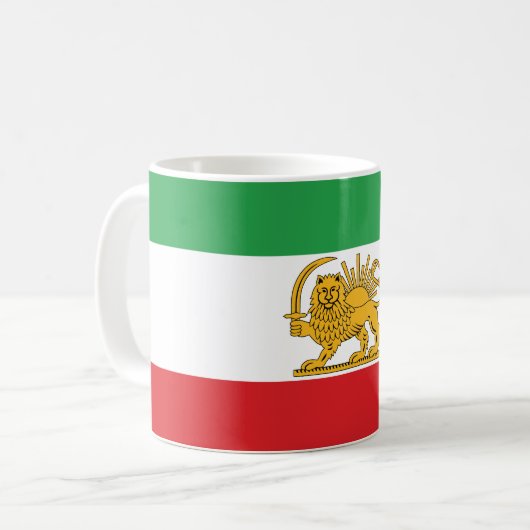 Mug Drapeau d'Iran Lion Et Soleil Shah d'Iran Drapeau (Devant gauche)