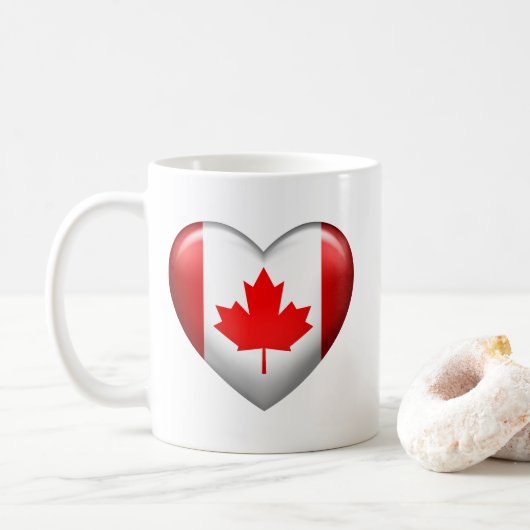 Mug Drapeau du Canada | Icône Coeur 3D (Avec donut)
