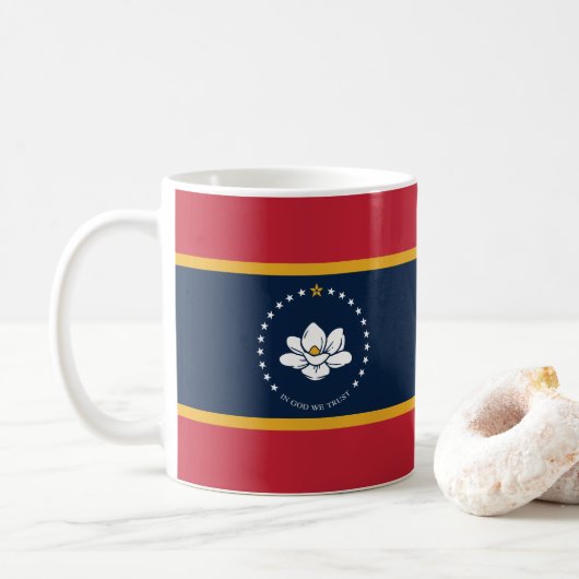 Mug Drapeau du Mississippi - Nouveau Drapeau de Magnol (Avec donut)