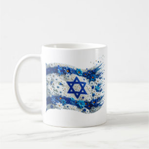 Mug Drapeau du peuple d'Israël fleurissant dans les fl