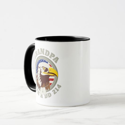 Mug Drapeau Eagle Emblem USA | Grandpa DD 214 Noir (Devant gauche)