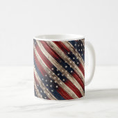 Mug Drapeau en bois étoilé et rayé patiné (Devant droit)