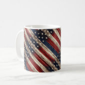Mug Drapeau en bois étoilé et rayé patiné (Devant gauche)